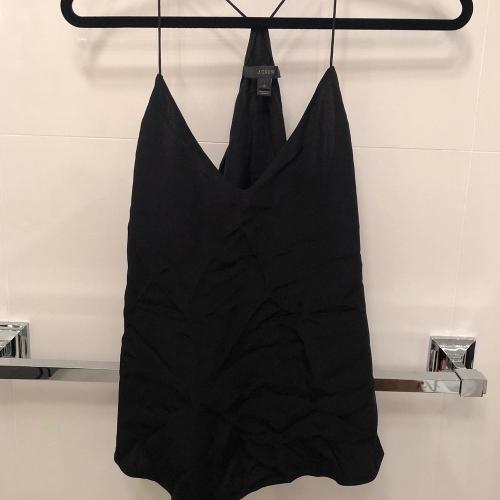 Jcrew black silk racerback tank